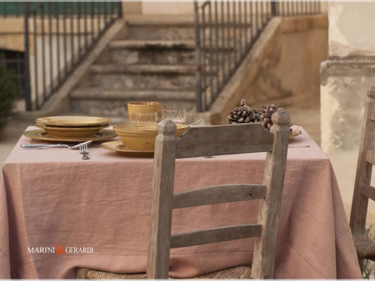 Linen dining table cover Salmon Color Barcellona