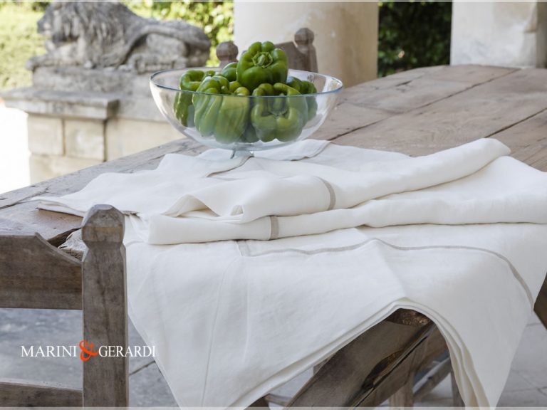 Elegant Natural Linen Tablecloths White Melissano
