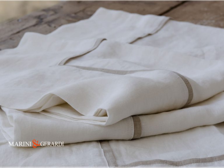 White Luxury Natural Linen Tablecloths Melissano