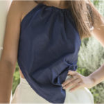 Shantung Silk Women Top Nigt Blue 01 - Summer tops for womens