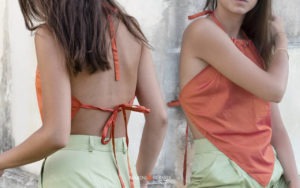 Shantung Silk Women Top Salmon
