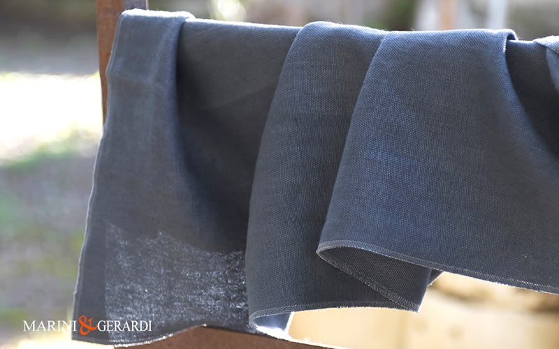 Blue Dark Upholstery Linen Fabric Stone Washed