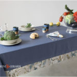 Linen Stain Resistant Blu And Flowers