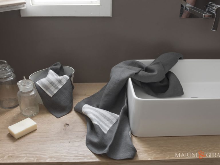 Bath Linen Towel Chic With Applications Stripe X18 Grey