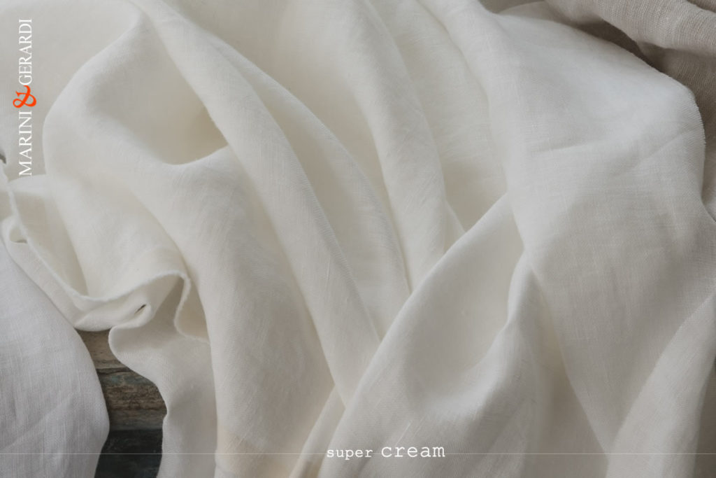 Crumpled Linen Fabrics Curtains Acaya Super Cream