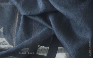 Night Blue Pure Linen Fabrics crumpled