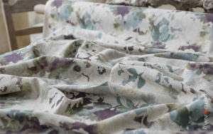 upholstery linen fabric for curtains teal sea flowers