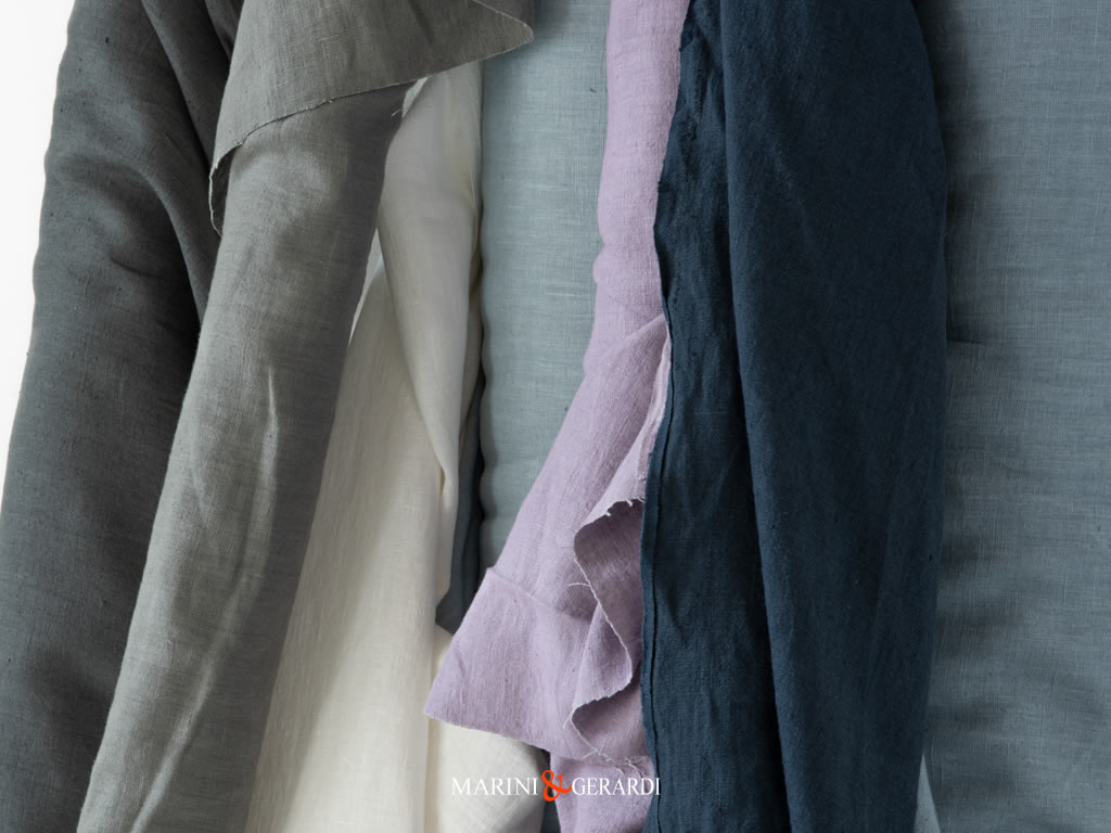 Rough Linen Fabric For Tablecloths Anthracite Ash White Wisteria Denim Colors