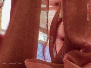 Curtain Linen Colour Stripe Red Vermilion E01 FF395
