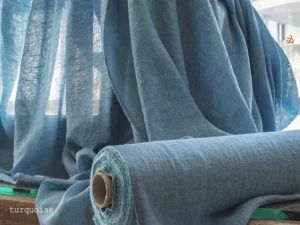 Curtain Linen Colour Stripe Turquoise C38 FF395