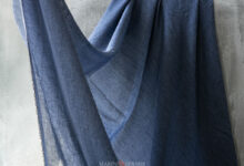 Crinkled Linen Curtain Fabric In Denim Blue, Code C07