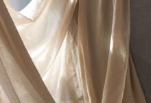 Pure Crinkled Linen Fabric In Amber Beige, Code A33