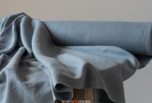 Rough Linen Fabric In Avio Blue Color For Tablecloths And Curtains